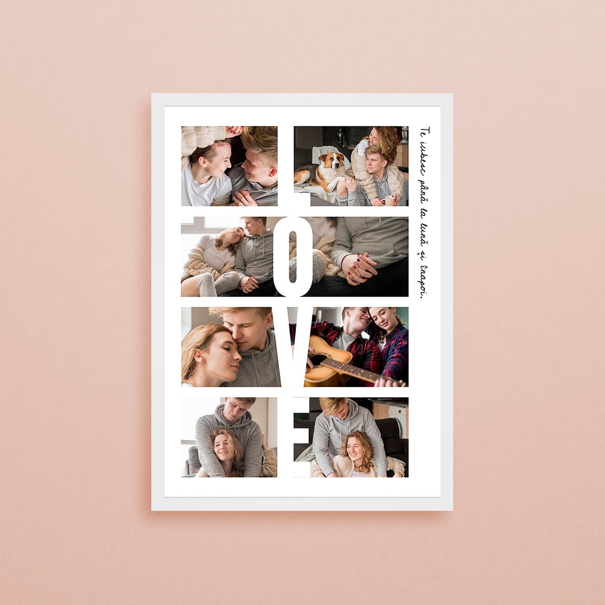 Personalised canvas with text and 8 photos - LOVE
