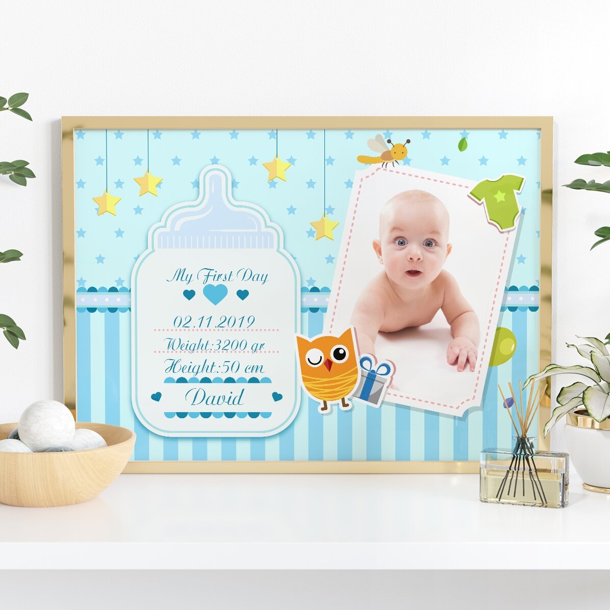 Gepersonaliseerd schilderij voor pasgeborenen - Jongetjes