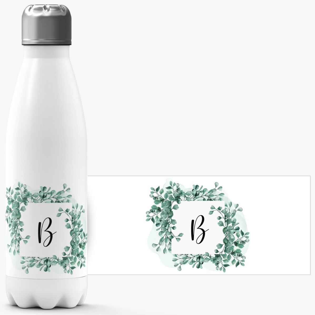 Thermos with white base personalised with initial