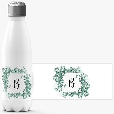 Thermos with white base personalised with initial