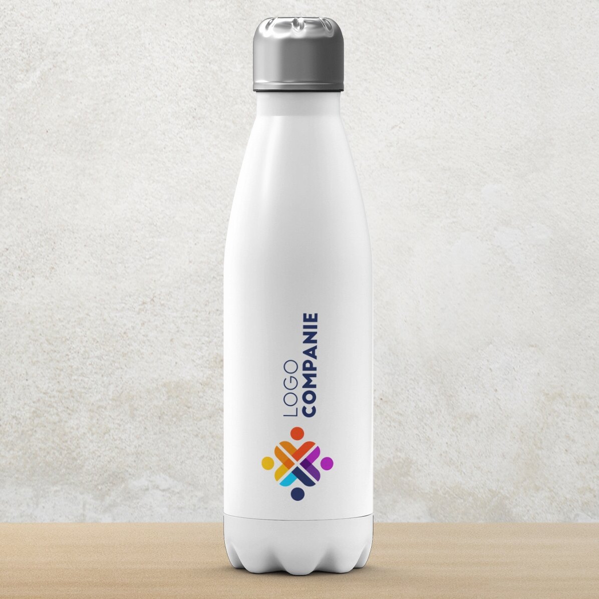 Gepersonaliseerde thermosfles met witte bodem en logo