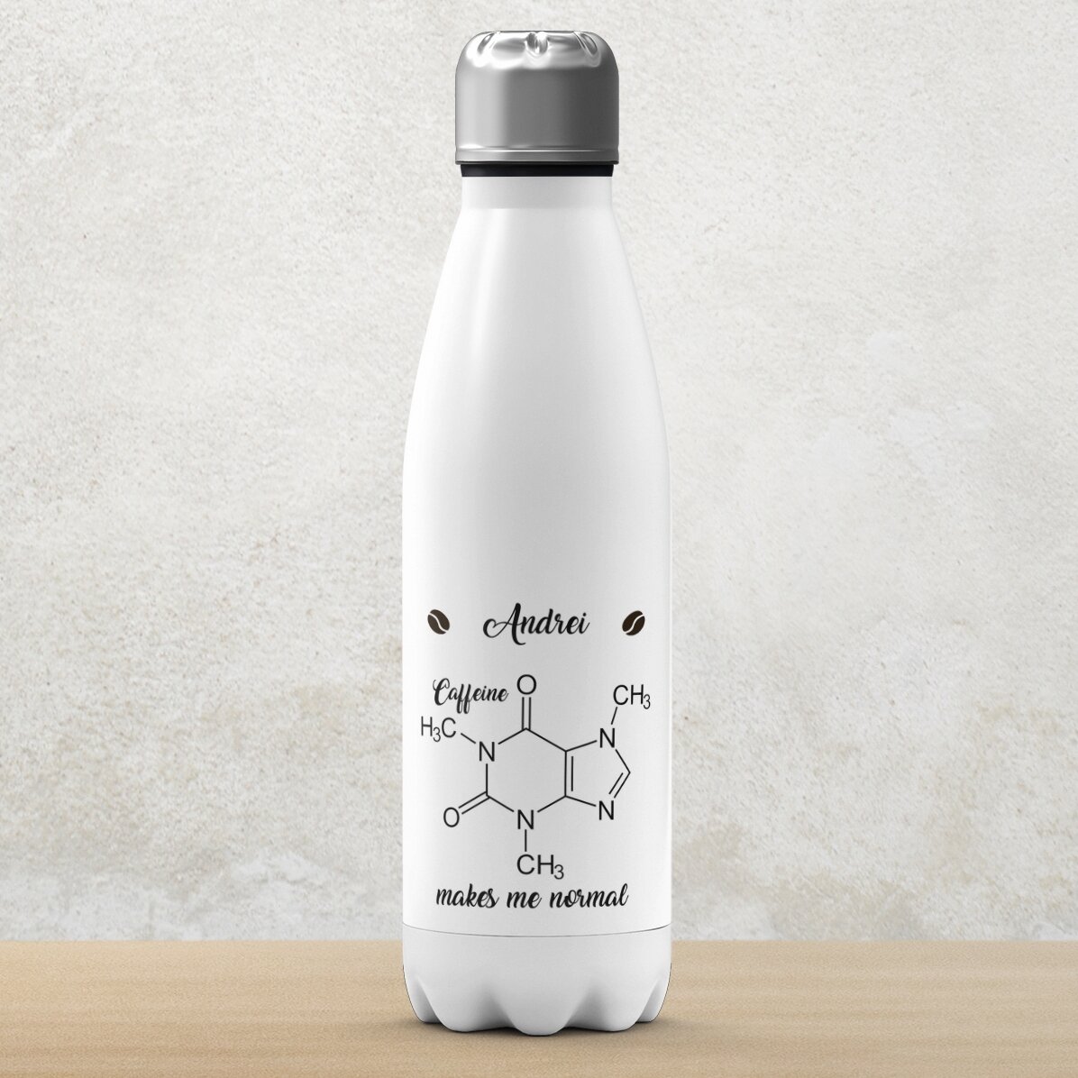 Gepersonaliseerde thermosfles met witte onderkant en naam - Chemistry