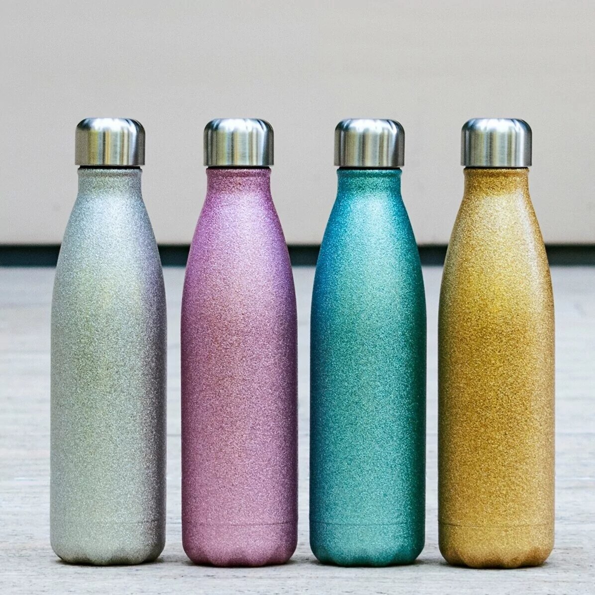 Gepersonaliseerde thermosfles met glitter en tekst - Coffee