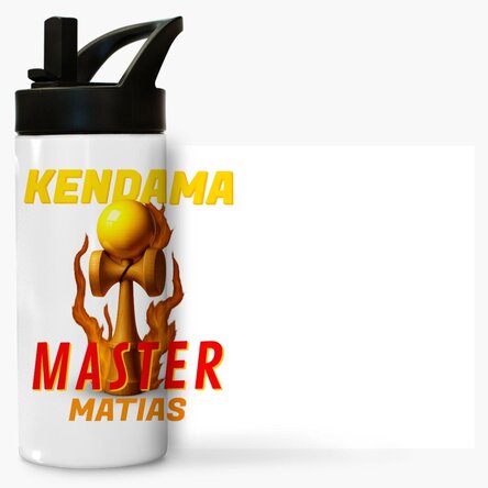 Thermos with handle and straw personalised with name for children - Kendama Master