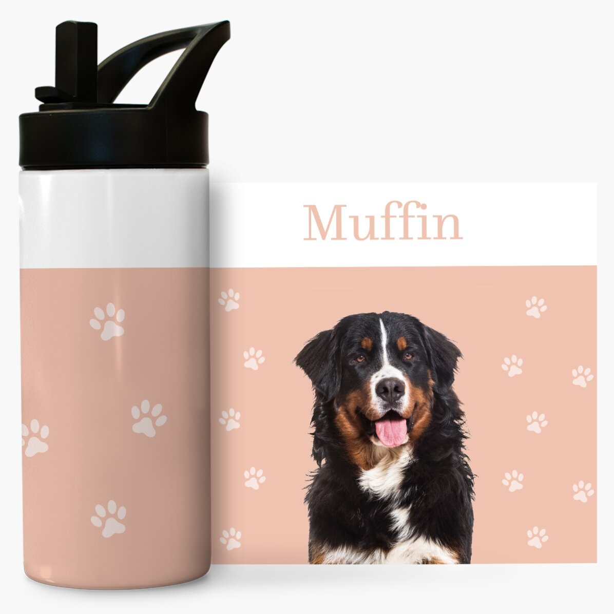 Thermos with handle and straw personalised with text - Your pet