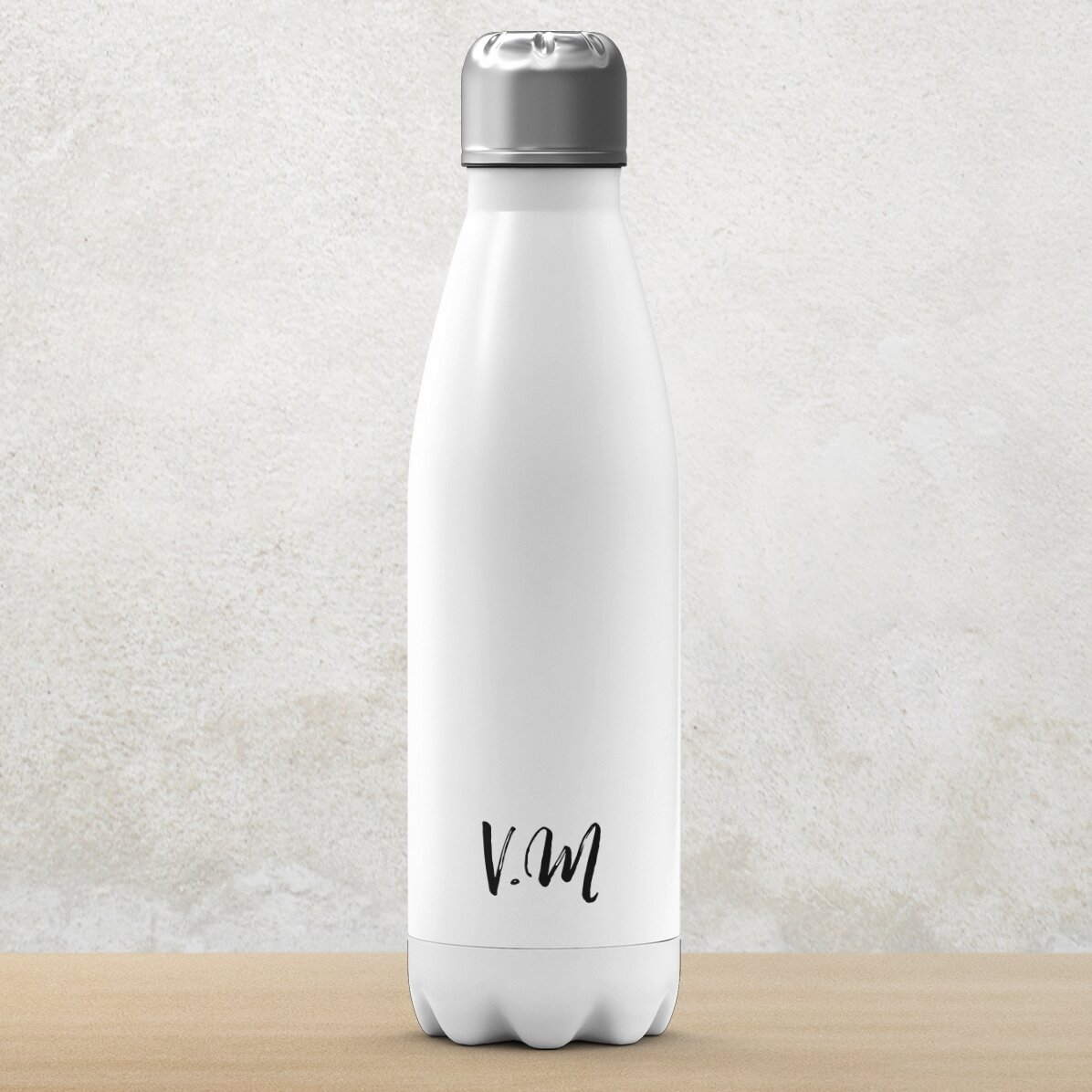 Gepersonaliseerde thermosfles met witte bodem en initialen