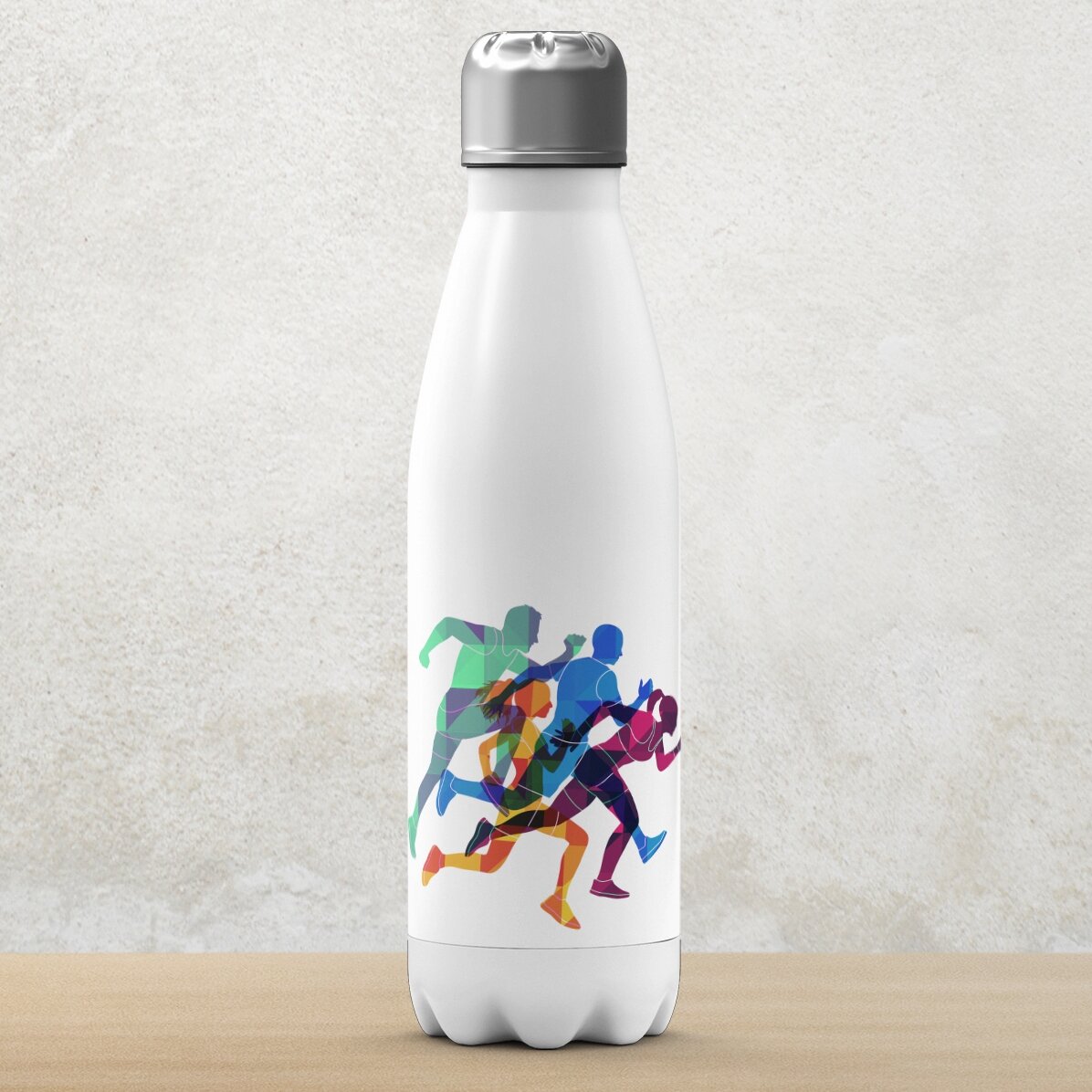 Thermosfles met witte bodem, gepersonaliseerd met naam - Runner