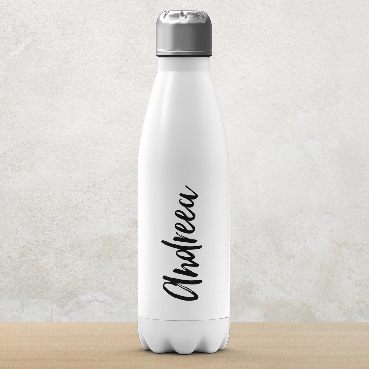 Thermosfles met witte bodem, gepersonaliseerd met jouw naam
