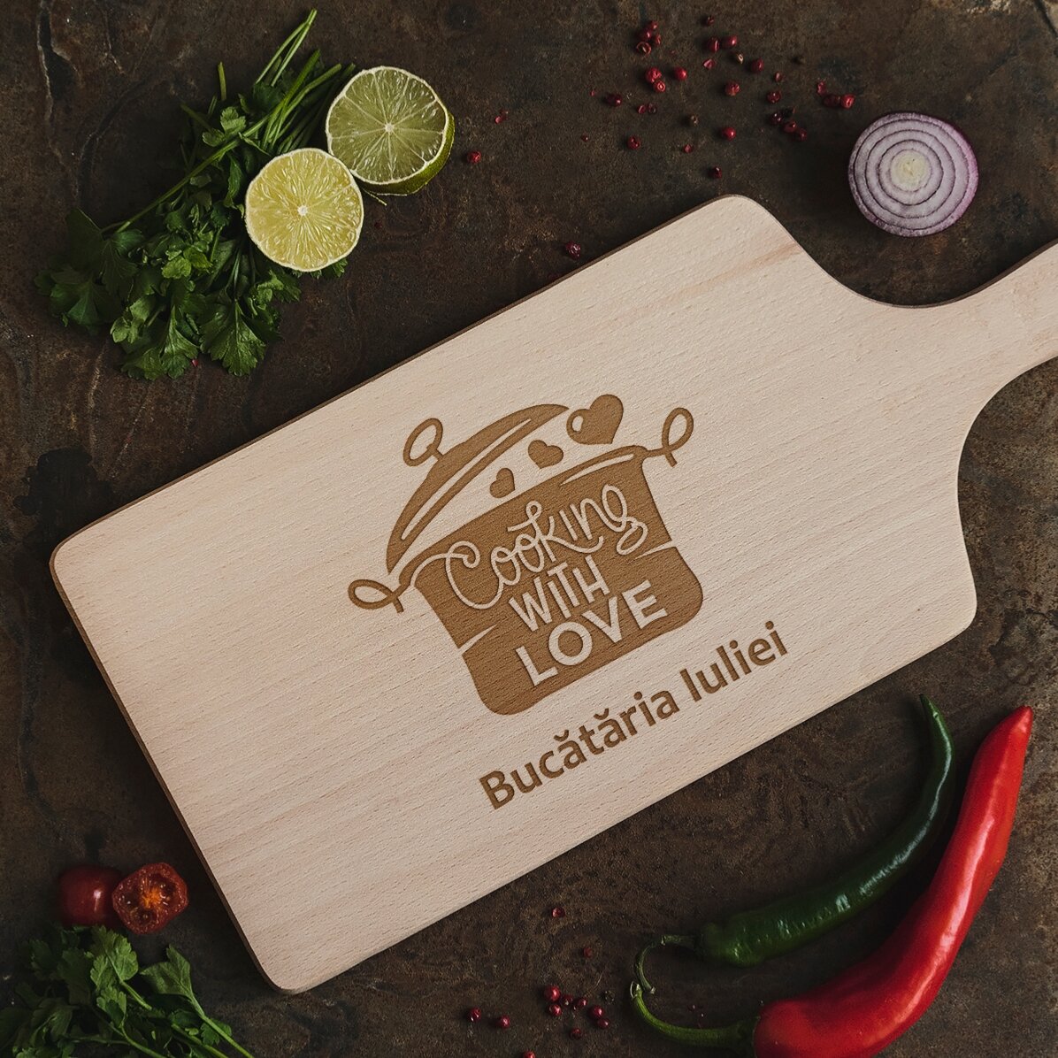 Customised chopping board - Cooking with love