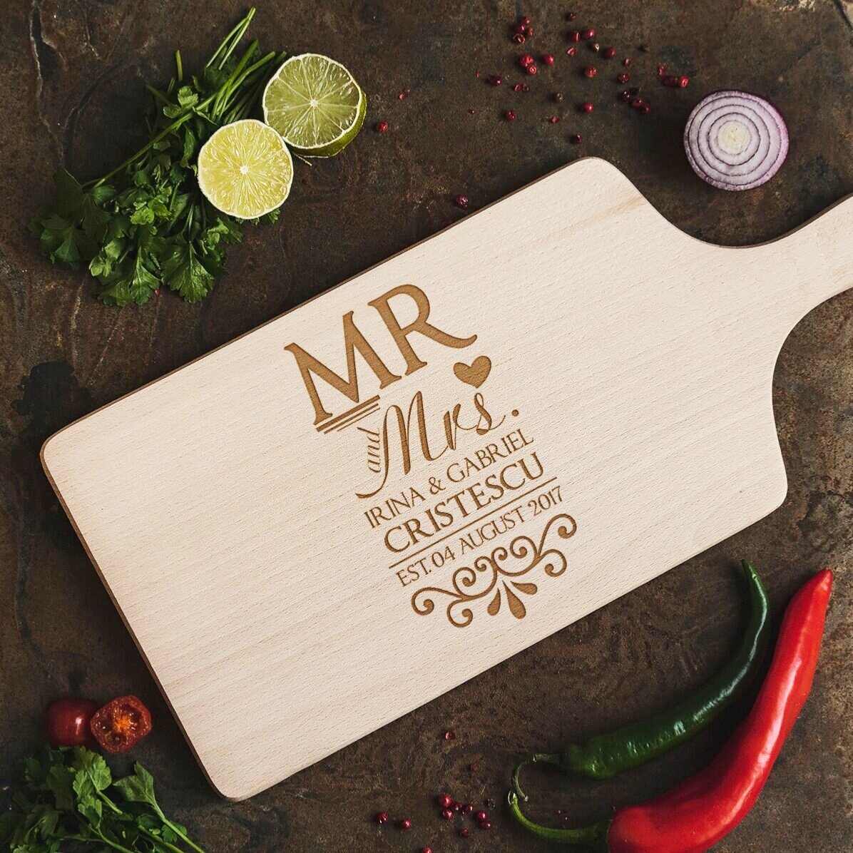 Gepersonaliseerde hakselaar - Mr & Mrs