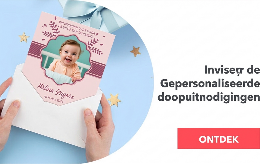 Gepersonaliseerde uitnodigingen voor een doopfeest