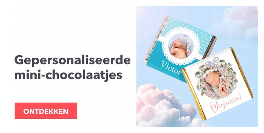 Gepersonaliseerde mini-chocolade voor een doopfeest
