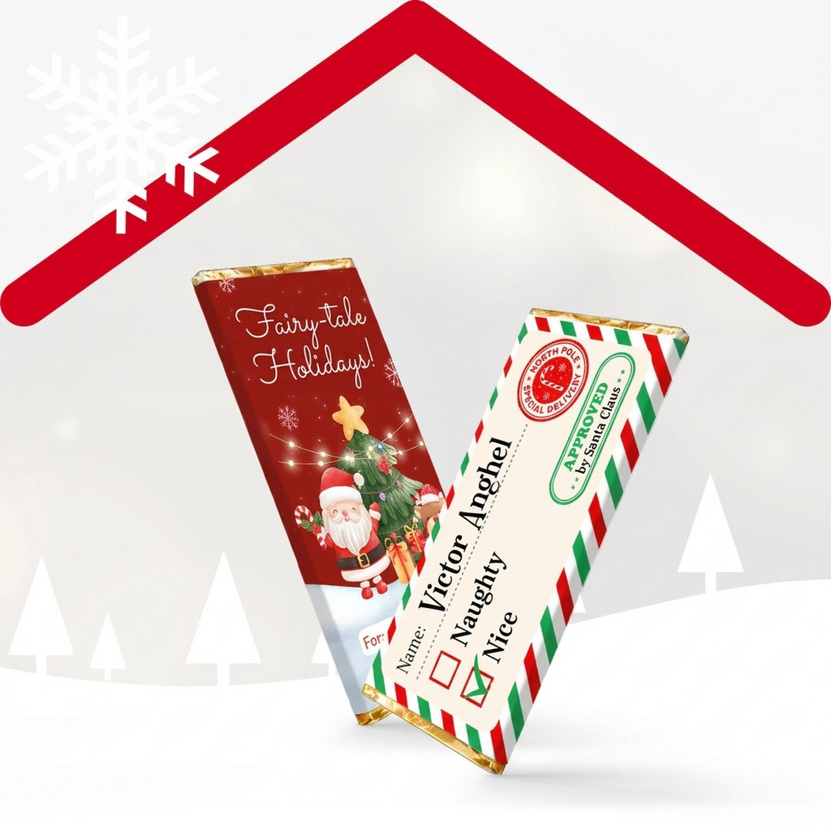 Gepersonaliseerde mini-chocoladereep voor Kerstmis