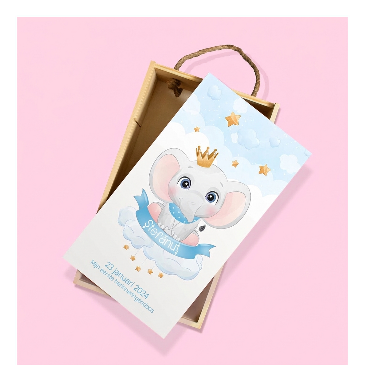 Houten geschenkdozen voor een doop