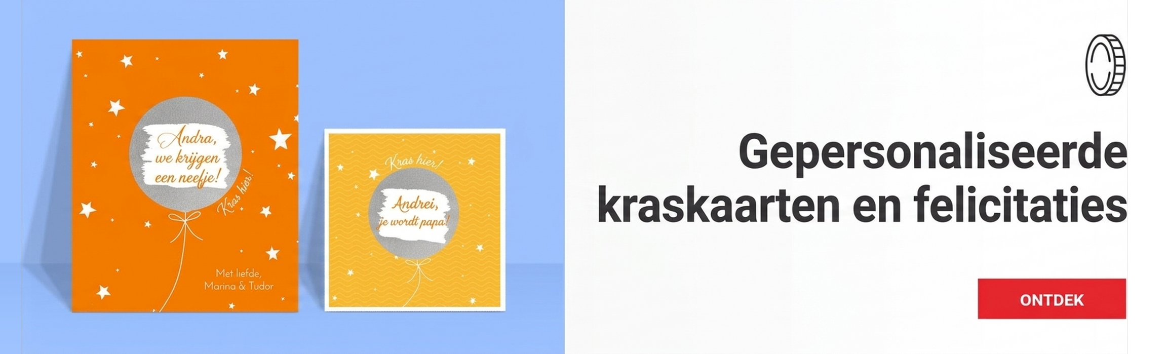 Wenskaarten en gepersonaliseerde kraskaarten