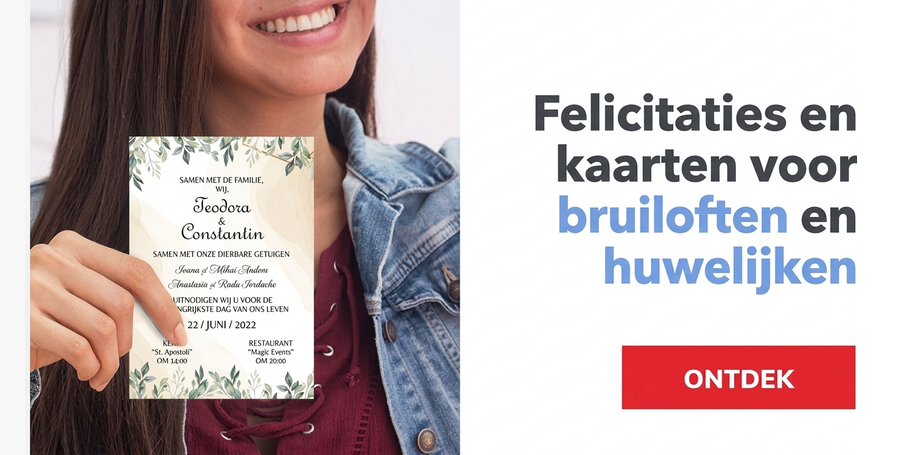 Wenskaarten, kaarten en uitnodigingen voor bruiloften en huwelijksceremonies