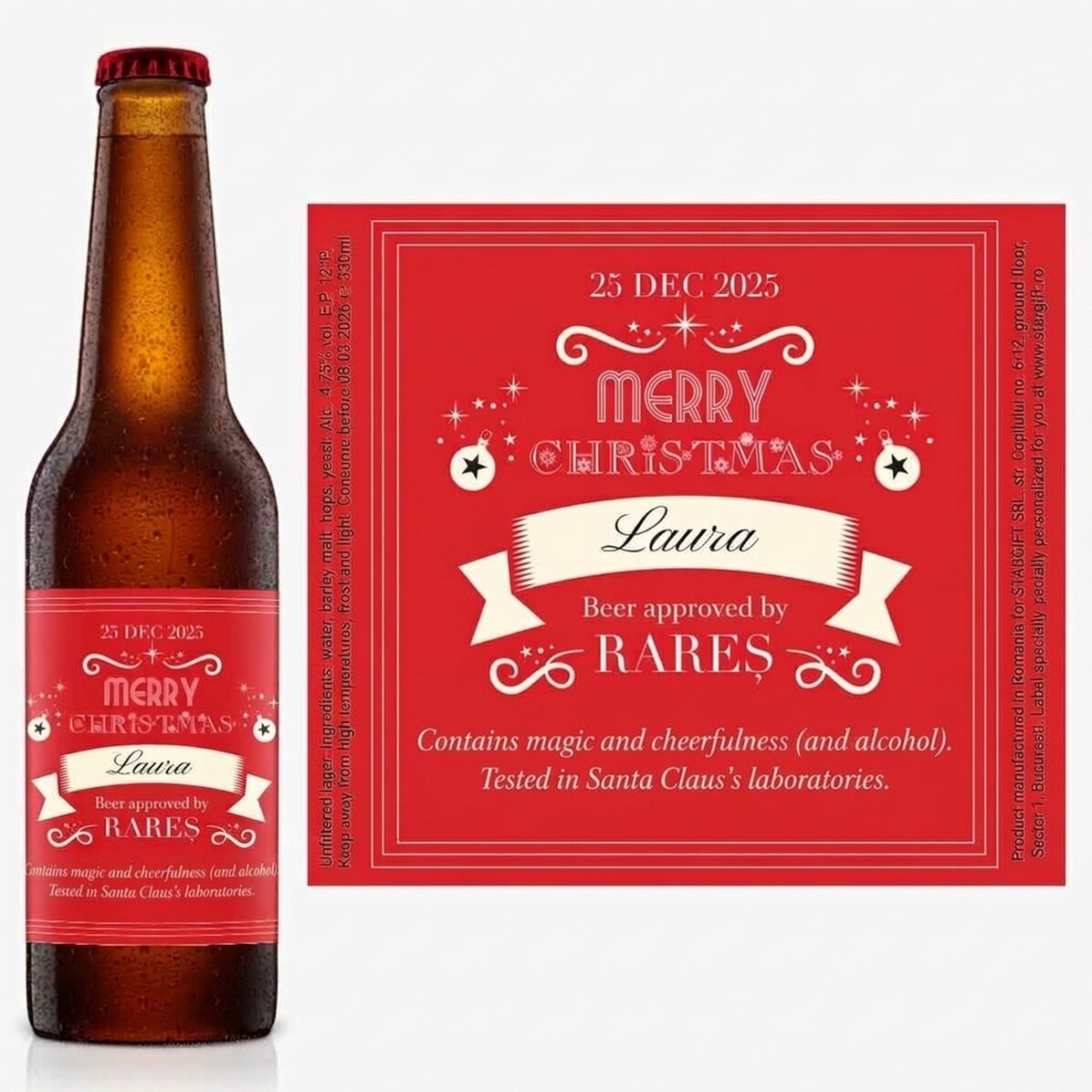 Bier met gepersonaliseerde tekst - De magie van Kerstmis