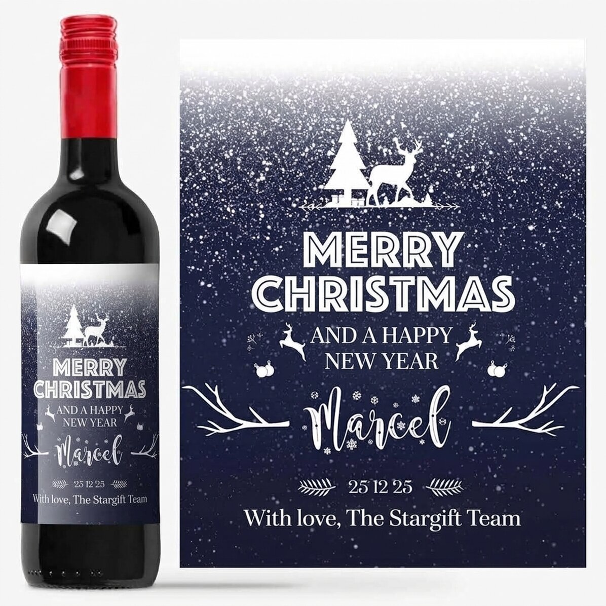 Wijn met gepersonaliseerde tekst - Snowing night