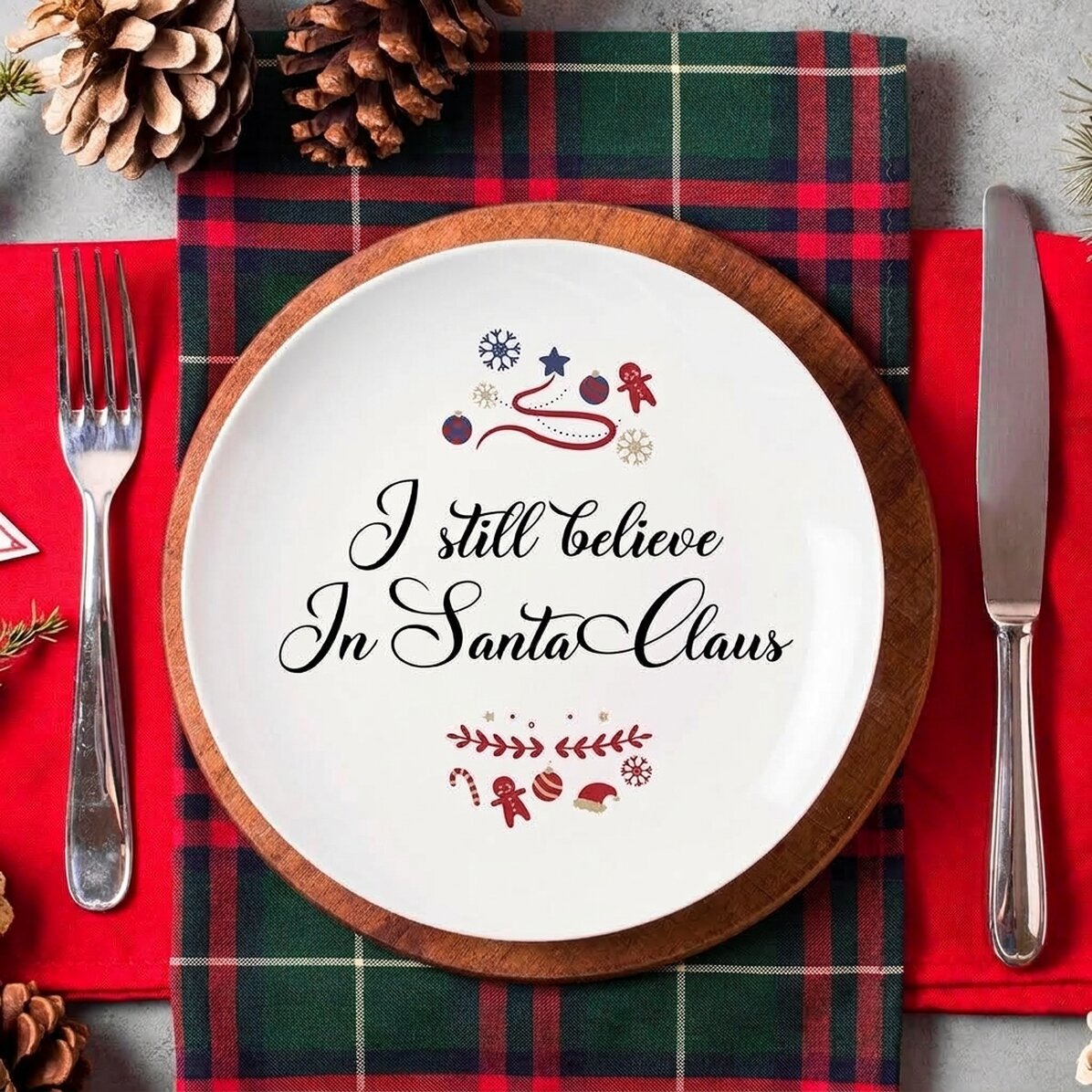 Gepersonaliseerd bord met tekst - I still believe in Santa