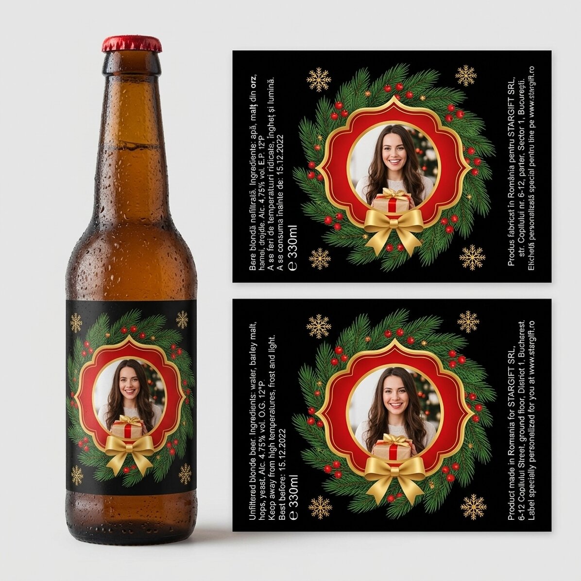 Bier met een foto erop - Kerstwensen