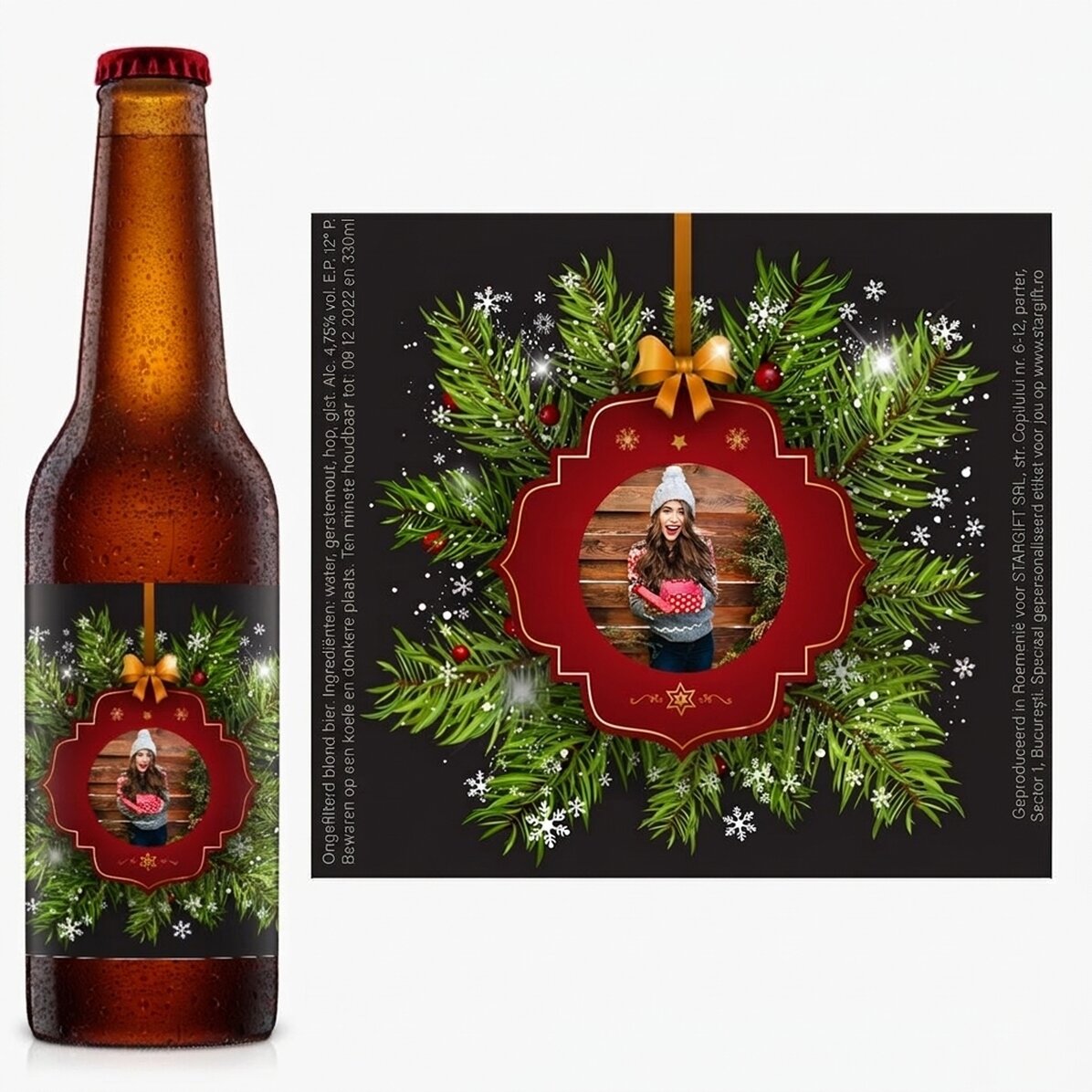 Bier met een foto erop - Kerstwensen