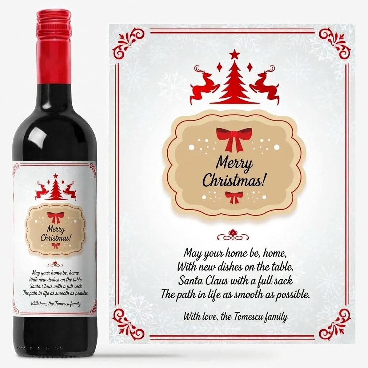 Wijn met gepersonaliseerde tekst - Kerstwens