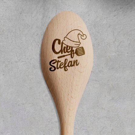 Gepersonaliseerde houten lepel - Christmas chef