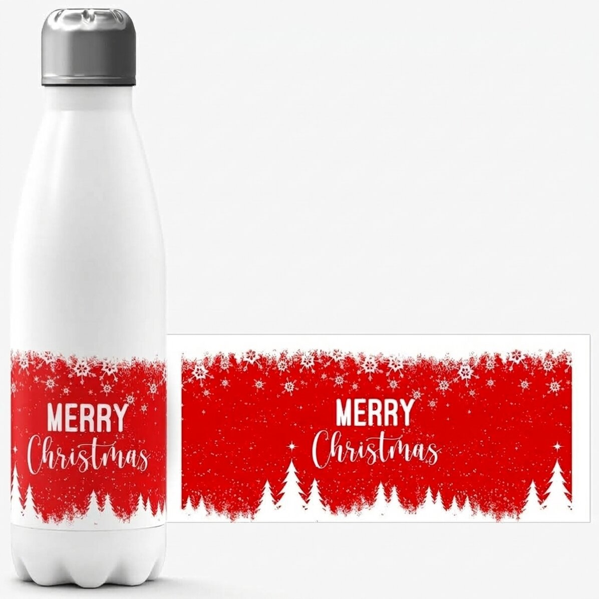 Thermosfles met witte bodem, gepersonaliseerd met naam - Winter spirit