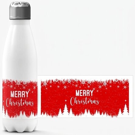 Thermosfles met witte bodem, gepersonaliseerd met naam - Winter spirit