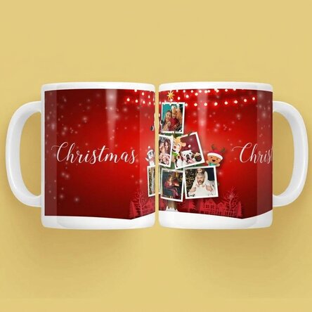 Personalised mug with 5 photos - Santa's Friends