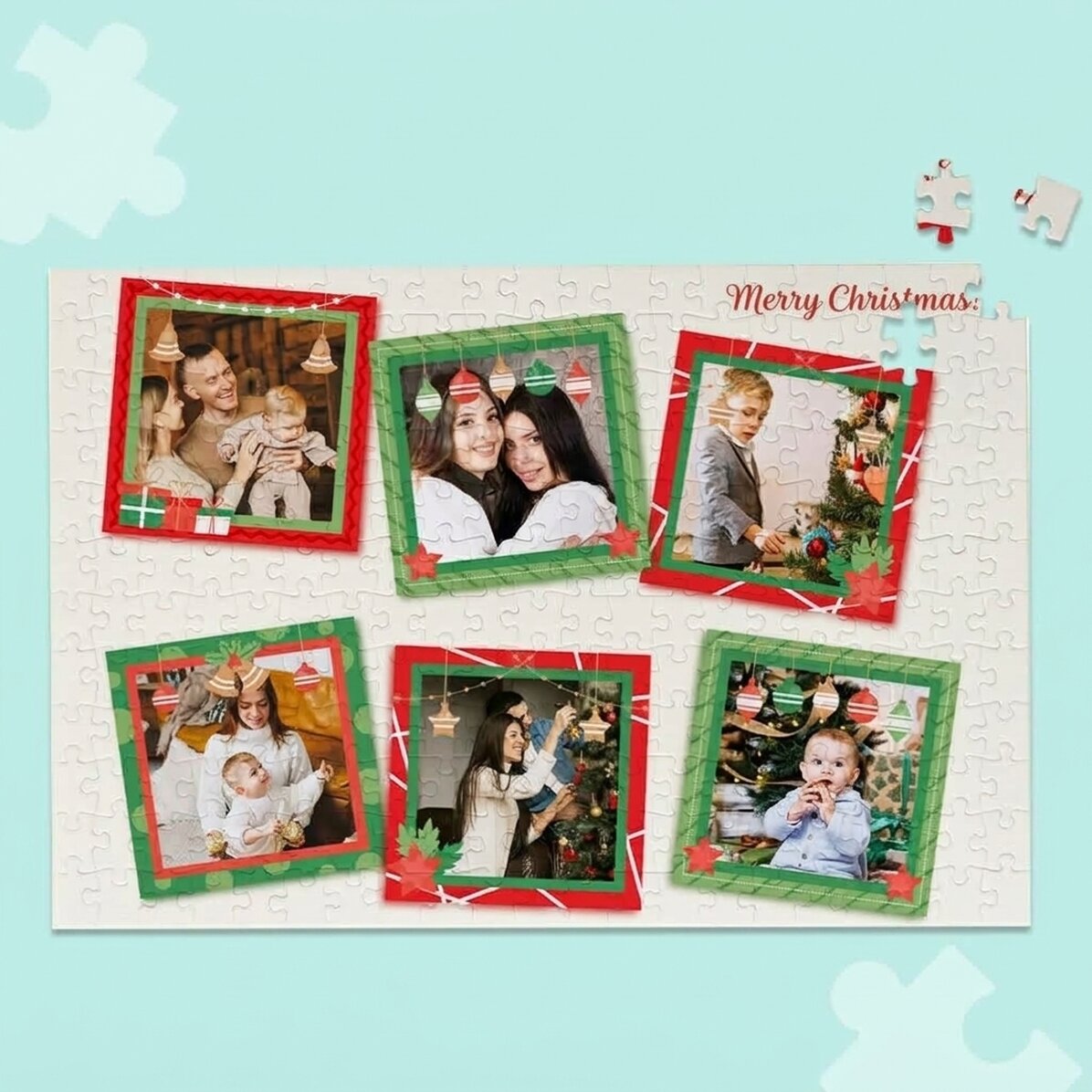 Gepersonaliseerde puzzel met 6 foto’s, 40 x 28,5 cm – Kerstherinneringen