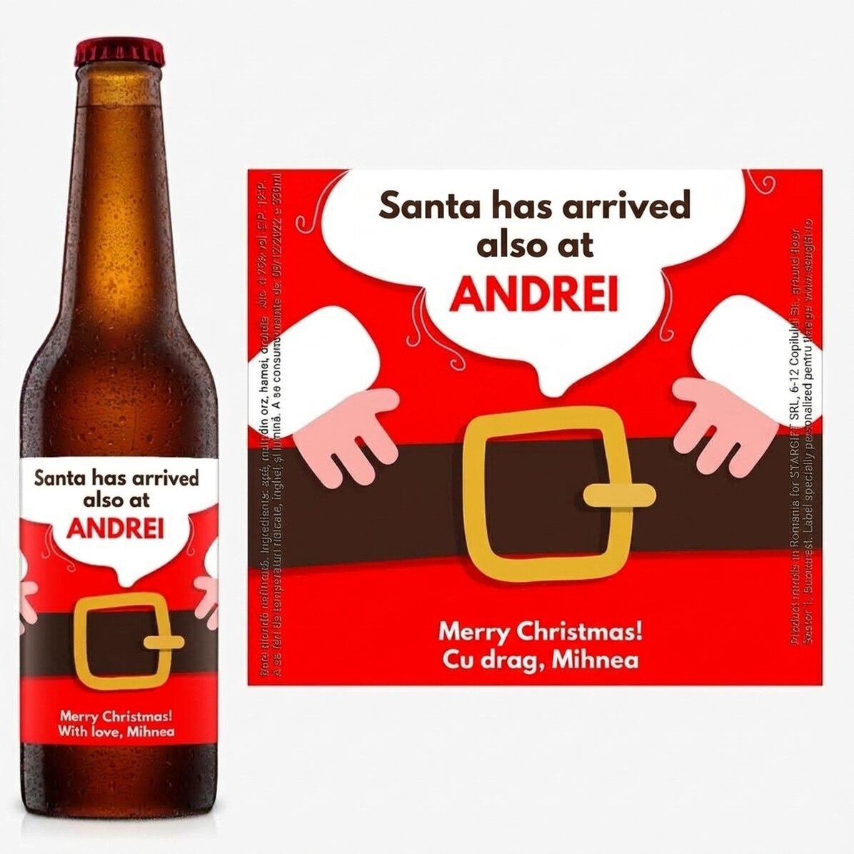 Bier met gepersonaliseerde tekst - De kerstman is er