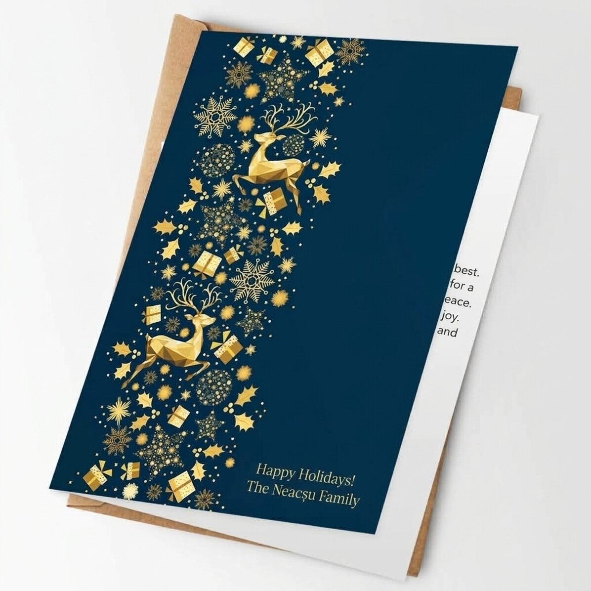 Gepersonaliseerde wenskaart - Golden Deer