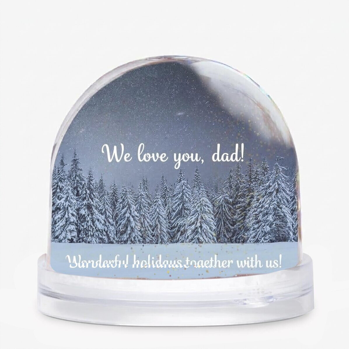 Gepersonaliseerde bureau-bol met foto en tekst - Winter dreams
