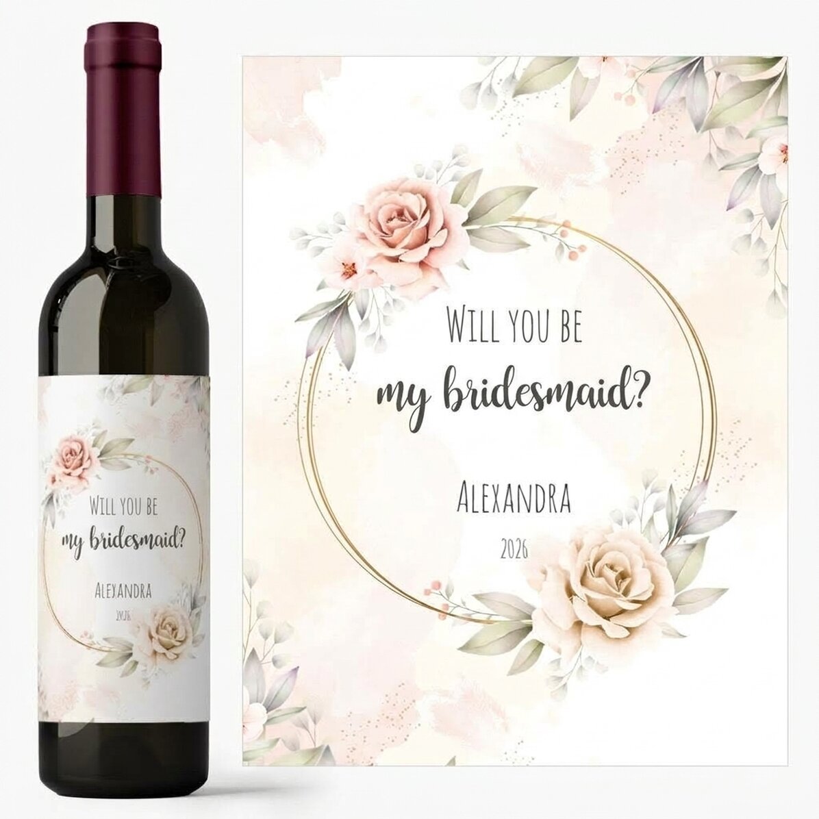 Wijn met gepersonaliseerde tekst - Will you be my bridesmaid?