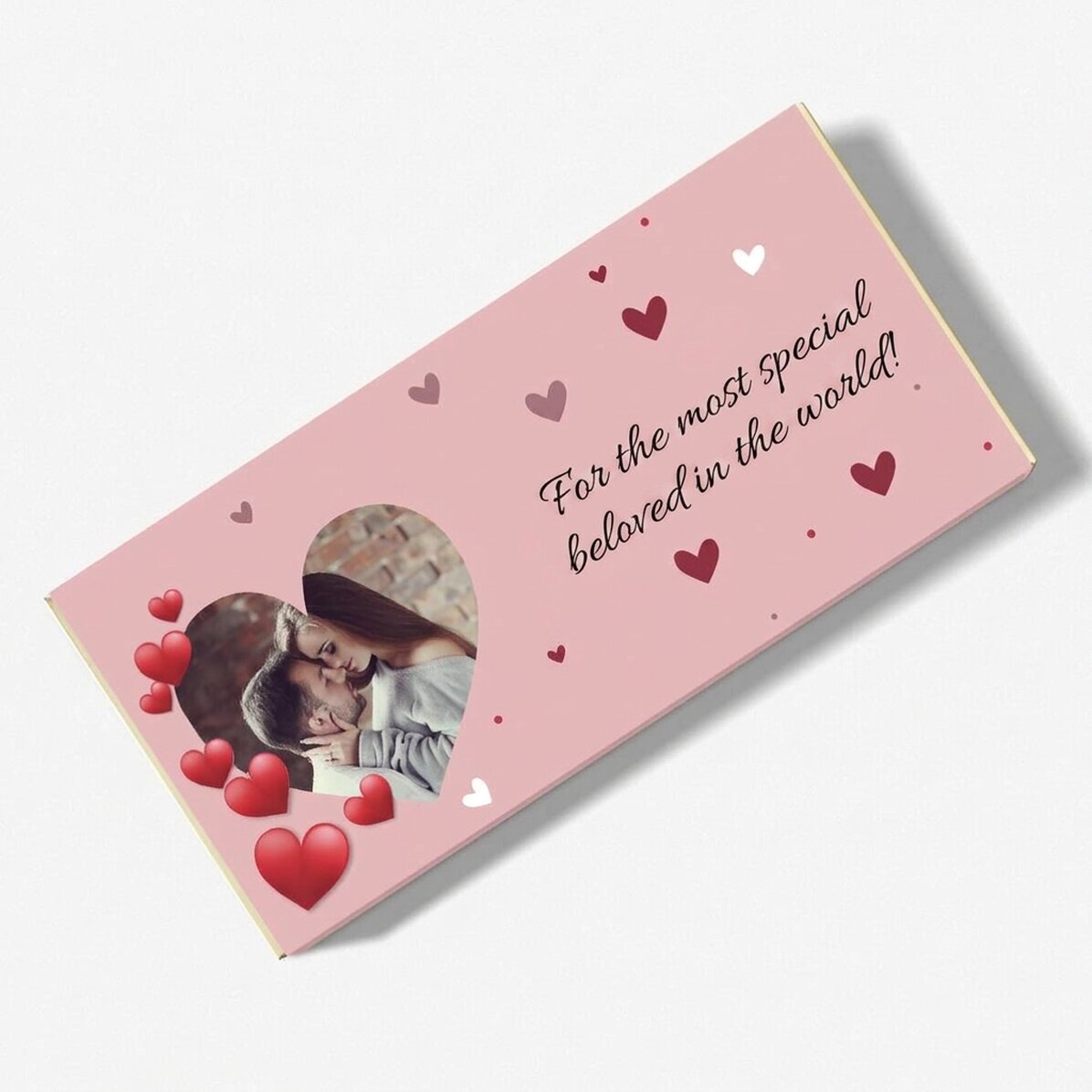 Chocolade met persoonlijke tekst en foto - I love you!