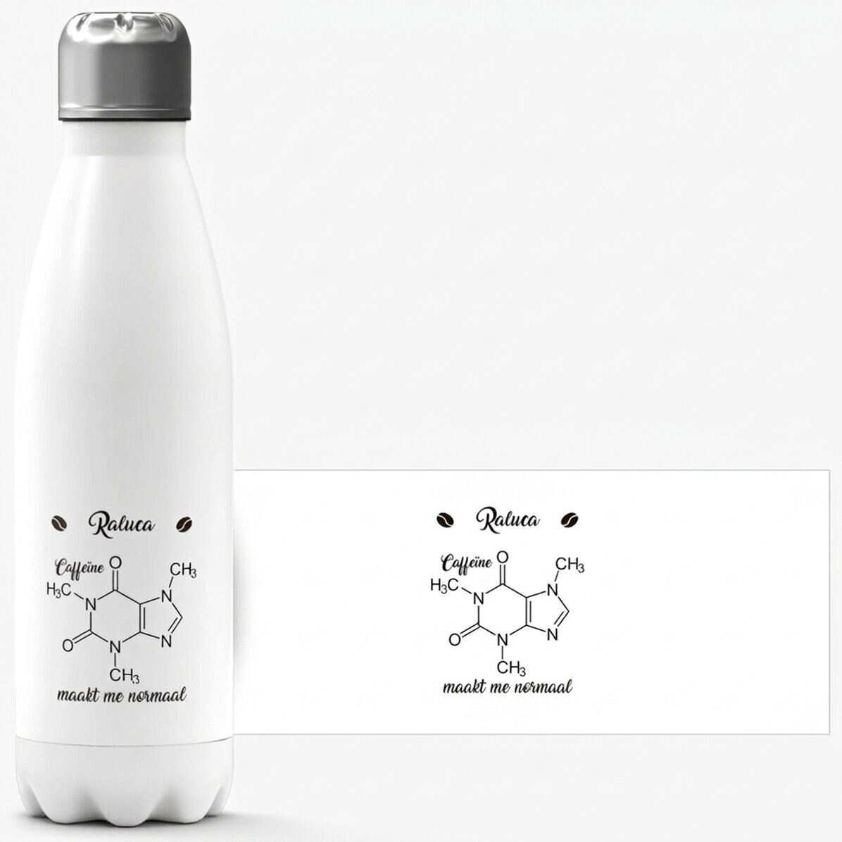 Gepersonaliseerde thermosfles met witte onderkant en naam - Chemistry