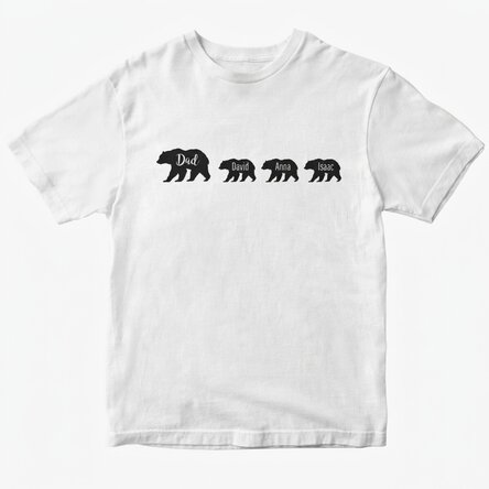 Personalised T-shirt with text - Bear and 3 cubs