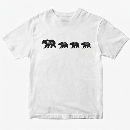 T-shirt met eigen tekst - Beer en 3 welpjes