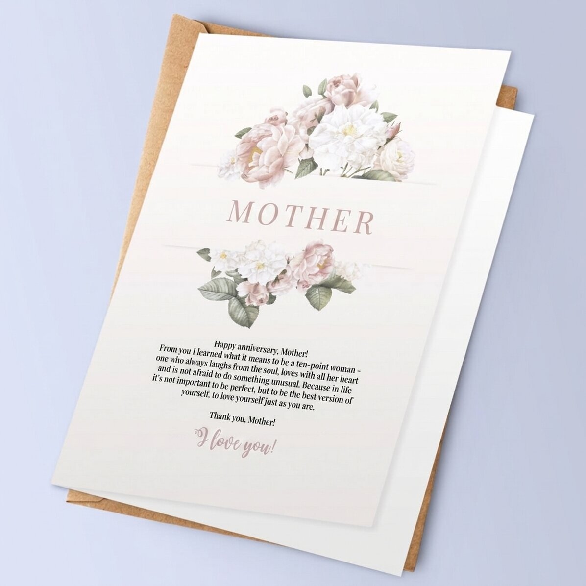 Gepersonaliseerde wenskaart met tekst - Bedankt, mama!