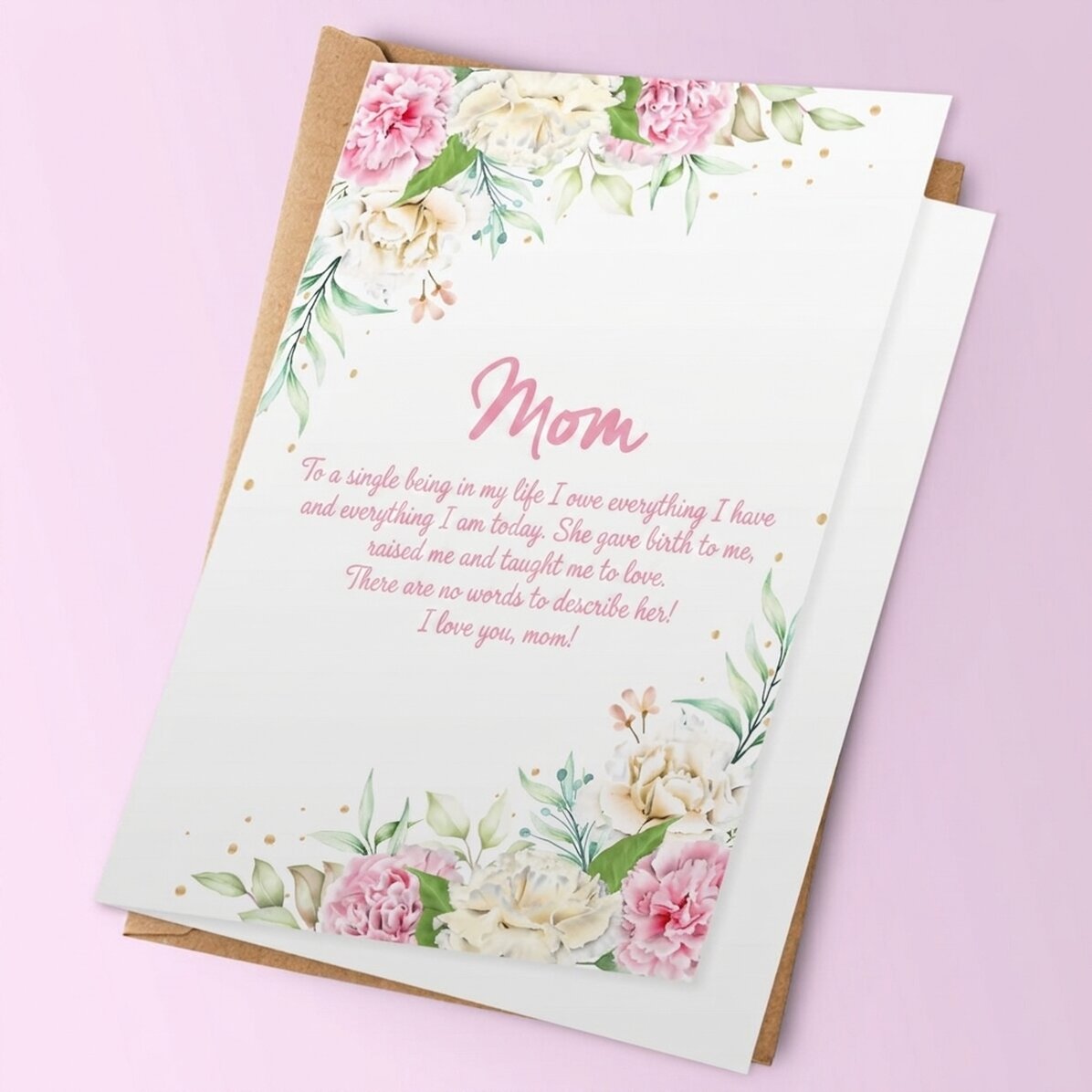 Gepersonaliseerde wenskaart met tekst - Ik hou van je, mama