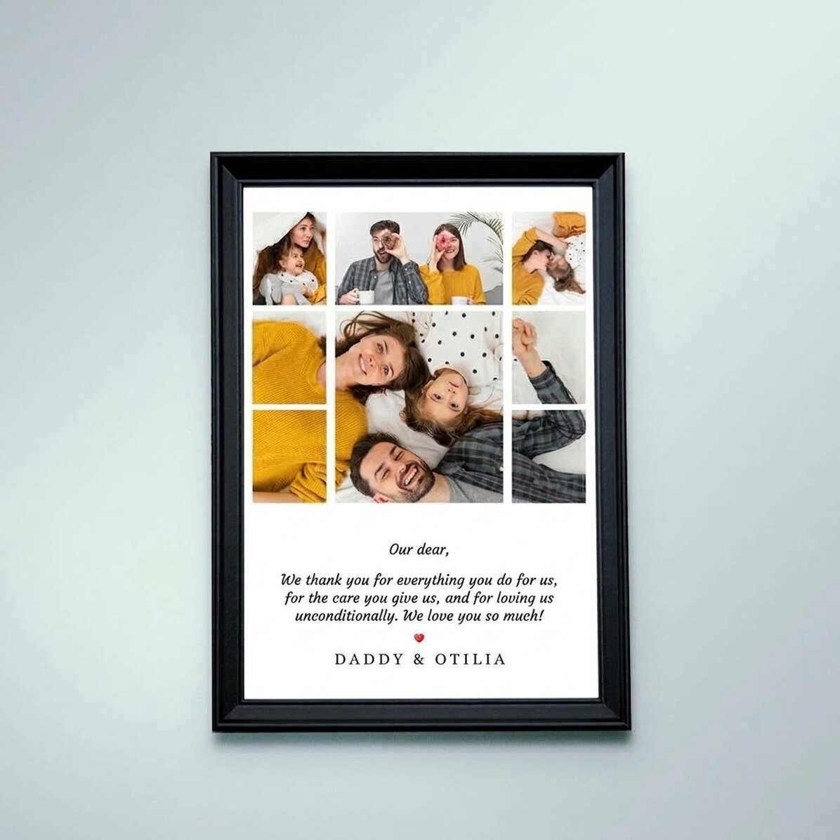 Gepersonaliseerde fotolijst met fotocollage en tekst – A4