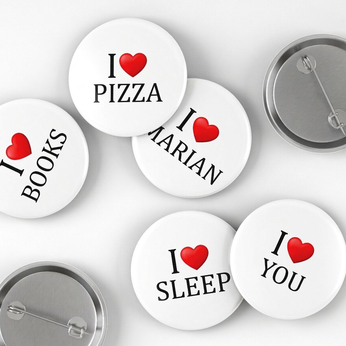 Gepersonaliseerd insigne met tekst - I heart