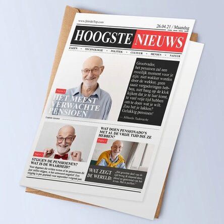 Gepersonaliseerde wenskaart met 3 foto's en tekst - Pensioen