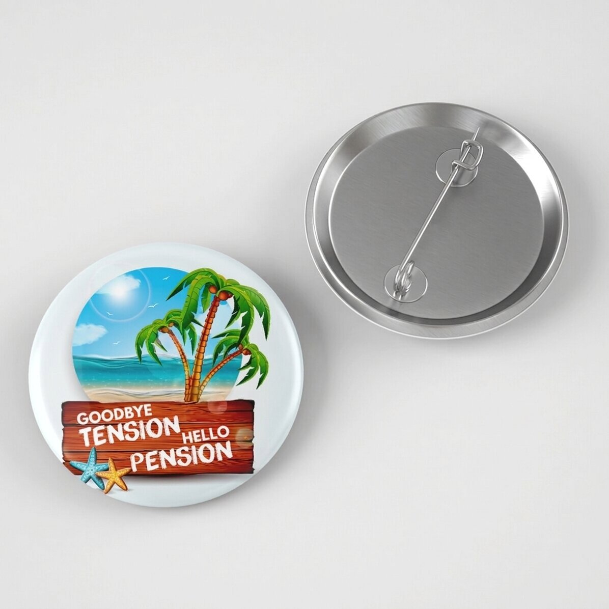 Gepersonaliseerd insigne met tekst - Goodbye, hello