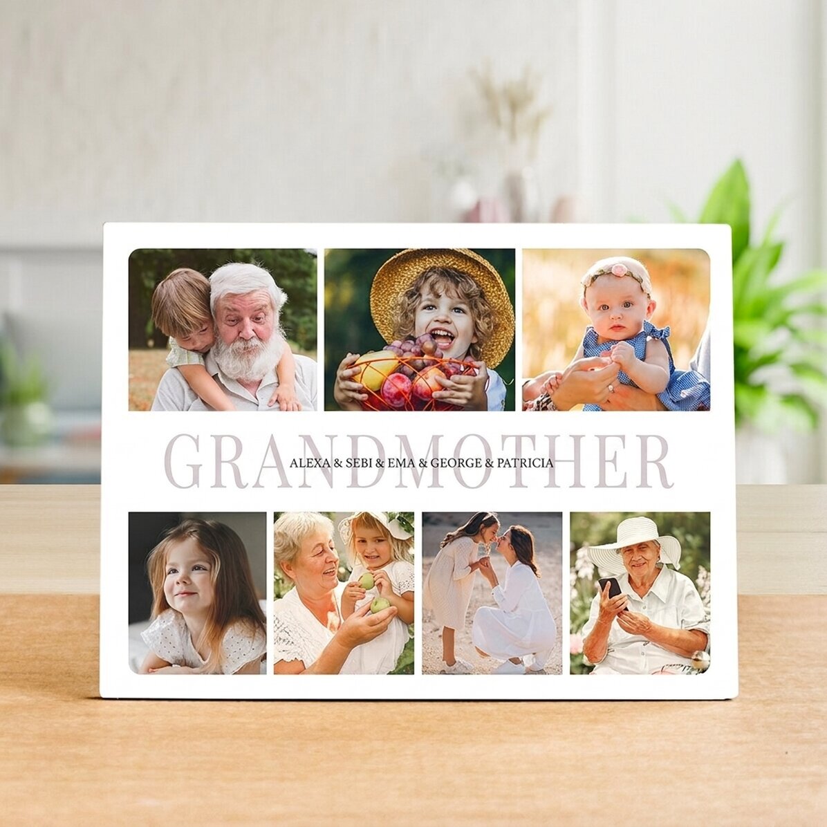 Gepersonaliseerde fotolijst voor op het bureau met 7 foto’s - Oma