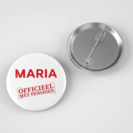 Gepersonaliseerde button met naam - Officieel gepensioneerd