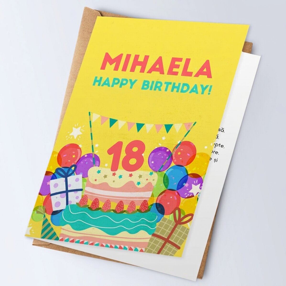 Gepersonaliseerde wenskaart met tekst - Happy birthday!