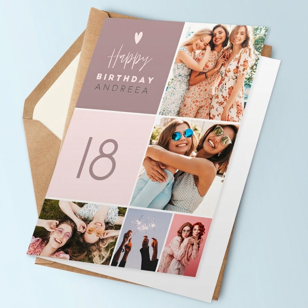 Gepersonaliseerde wenskaart met 5 foto