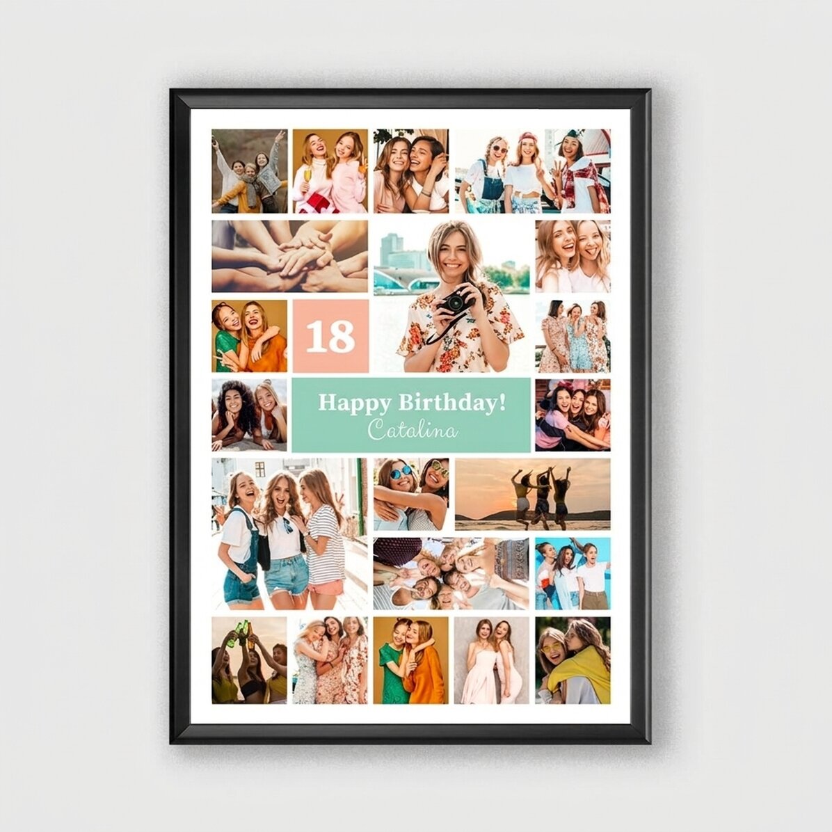 Gepersonaliseerd schilderij met 21 foto’s en tekst - Collage